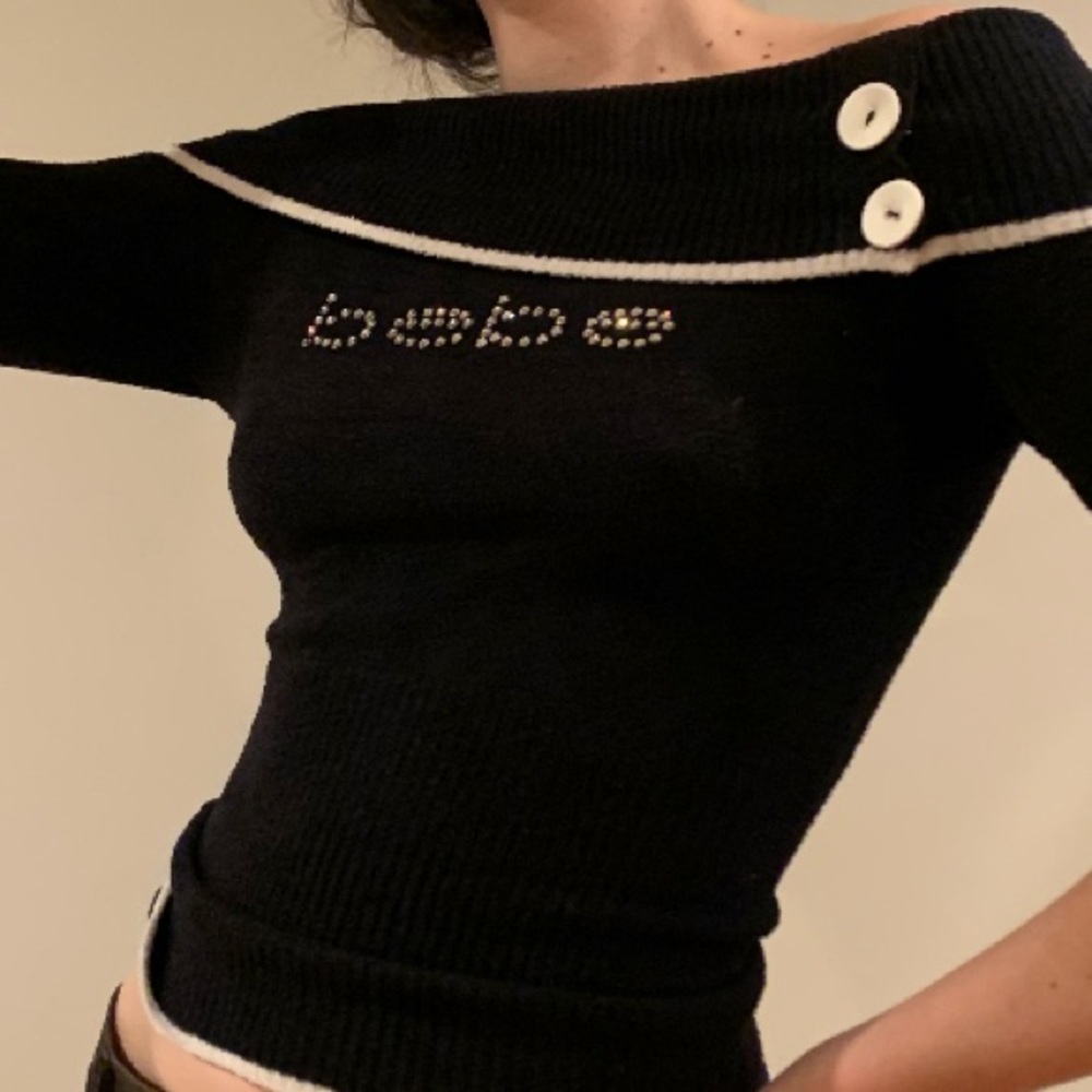 vintage bebe off the shoulder sweater